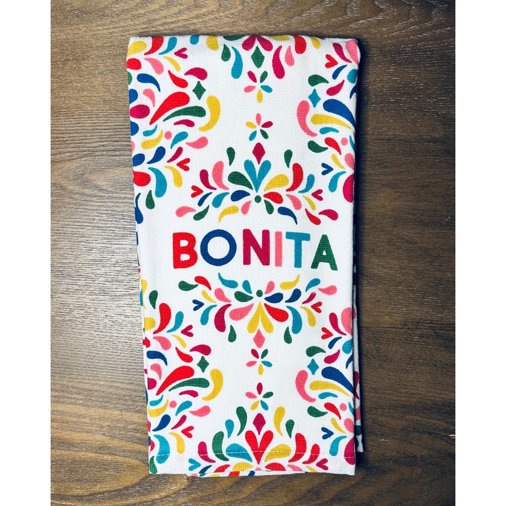 NEW Bonita Fiesta Kitchen Towel Colorful‎ Embroidered Cotton 18 x 27 Mexicana